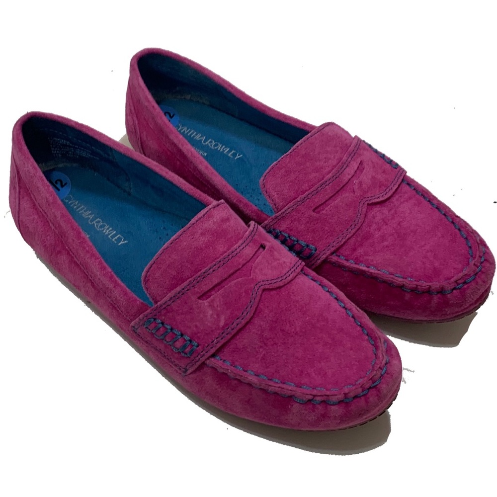 Cynthia Rowley Pink and blur Suede Moccasin Loafers Slip on